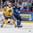 HELSINKI, FINLAND - JANUARY 4: Sweden's Jacob Larsson #4 and Finland's Miska Siikonen #13 battle for position in front of netminder Linus Soderstrom #30 during semifinal round action at the 2016 IIHF World Junior Championship. (Photo by Andre Ringuette/HHOF-IIHF Images)

